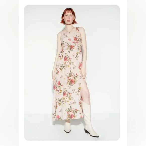 Rue21 | Dresses | Like New Rue 2 Medium Floral Print Cutout Sideslit Maxi  Dress Ivory Combo | Poshmark